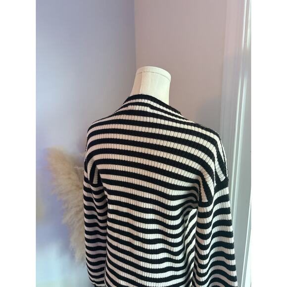 Anthropologie Sydney Stripe Balloon Sleeve Sweater Size XS Mock Neck Line & Dot - Picture 9 of 11